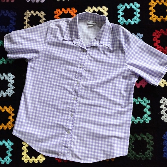 Vintage Tops - Vintage 70s Purple Gingham Button Down Shirt